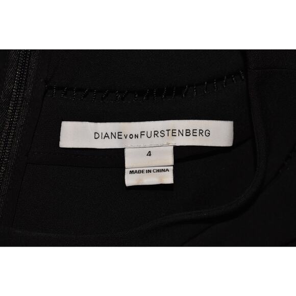 DIANE‎ VON FURSTENBERG $378 Black Sleeveless Flared Hem Maureen Dress Size 4 - Picture 5 of 5